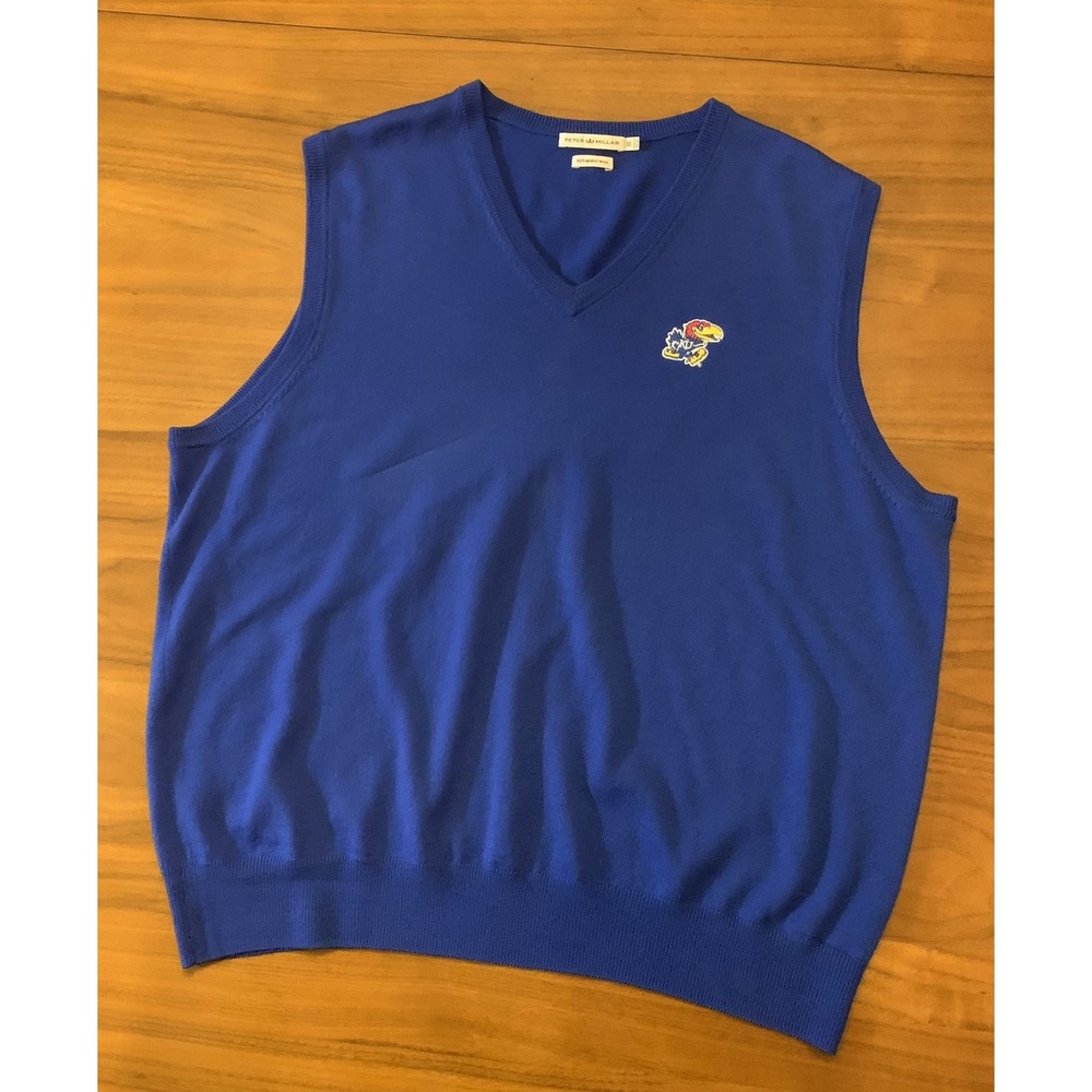 Vintage Peter Millar Kansas Jayhawks Merino Wool Sweater Vest Mens XL Golf KU